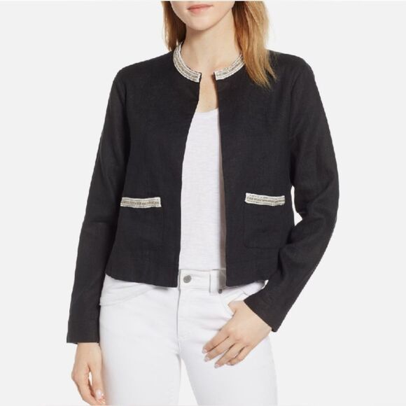 Tommy Bahama Jackets & Blazers - Tommy Bahama Lux Linen Embellishments Elegant Black Women's Short Jacket NWT
